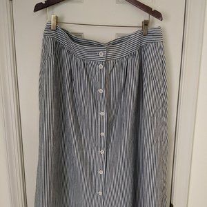 NWT Madewell Striped Patio Button Front Skirt